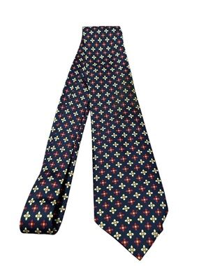 Henry Poole Savile Row London 100% Silk Floral Geometric Tie